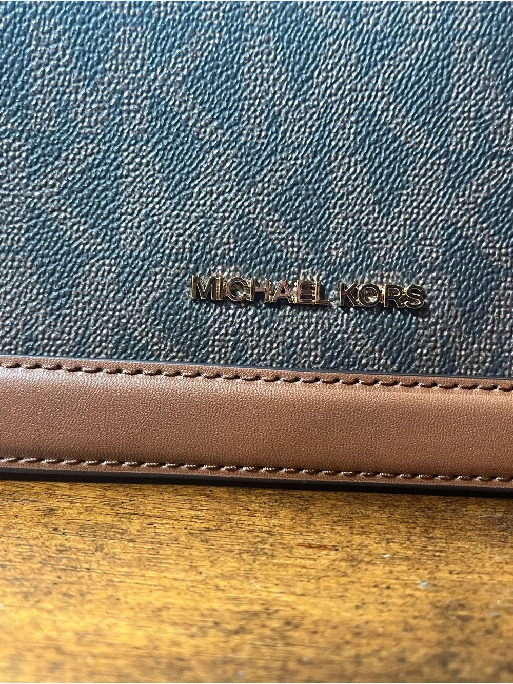 Michael Kors Brown and Black Logo Trim Crossbody